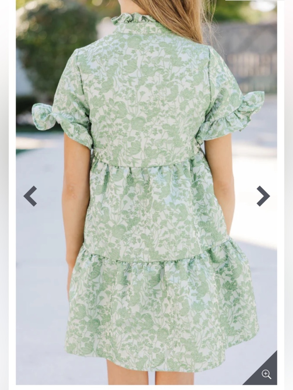 Shop the Mint Mya Green Floral Brocade Dress Girls Size 5-6 - Picture 3 of 14